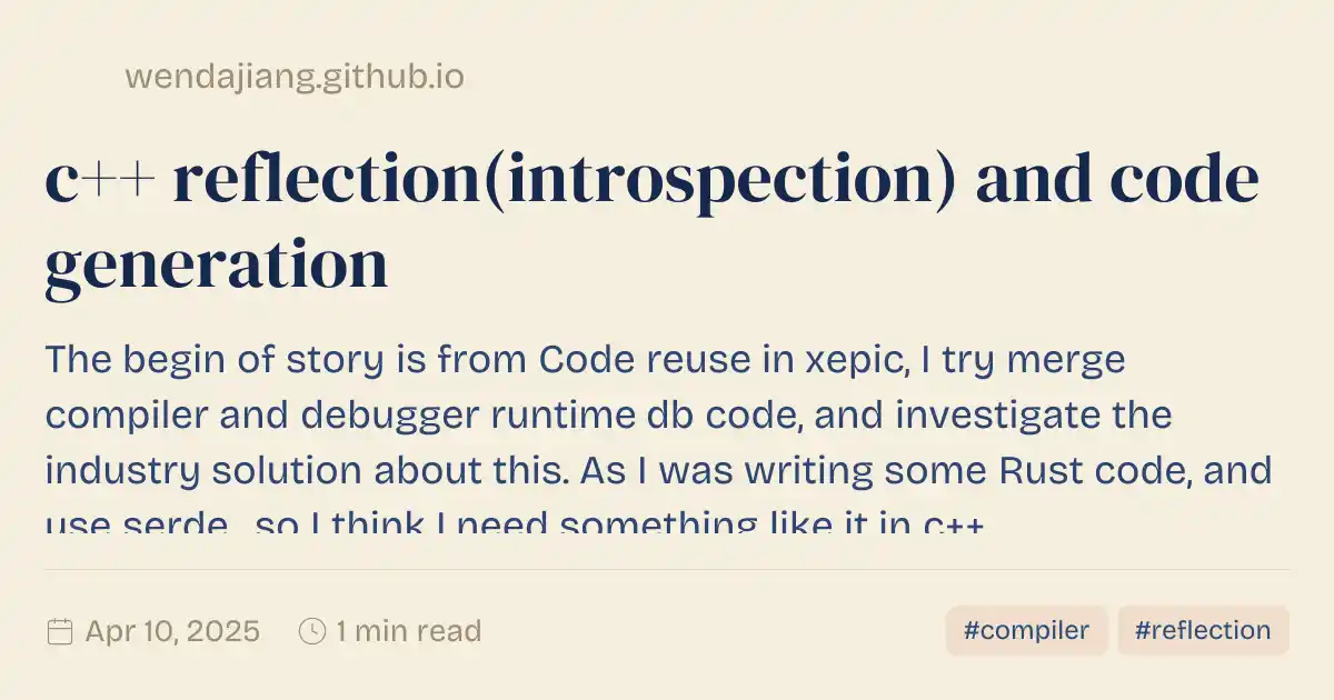 c++ reflection(introspection) and code generation